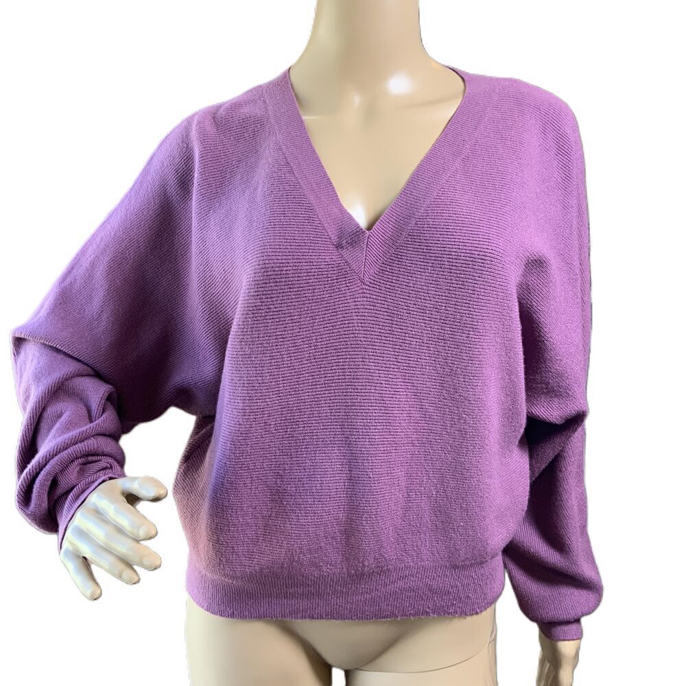 Dreamers By Debut Purple V Neck Long Sleeve Pullover Sweater Size‎ Large Preppy